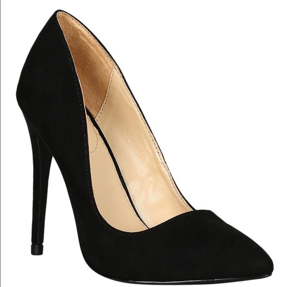 Anne Michelle Black Suede Heels - Picture 5 of 12